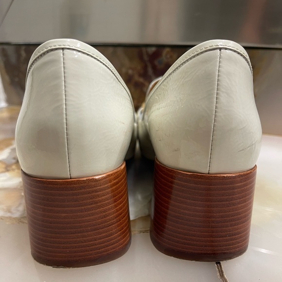 Tory Burch Jessa Goatskin Patent Leather Pump Heel Ivory Mint - Picture 13 of 15